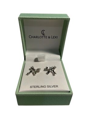 Charlotte & Lexi Sterling Silver Bow Stud Earrings - NWT **